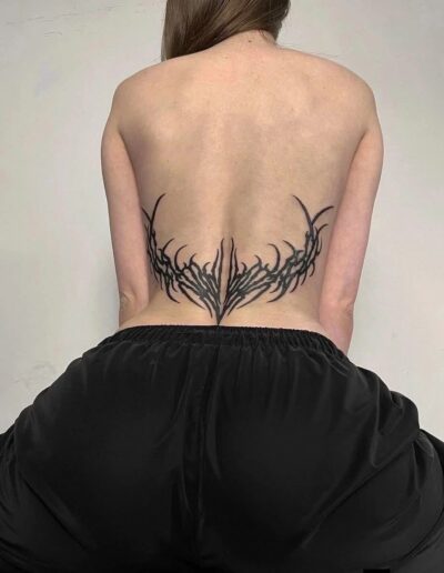 Cybersigilism neo-tribal back tattoo by Anton Kresan @anton.kresan