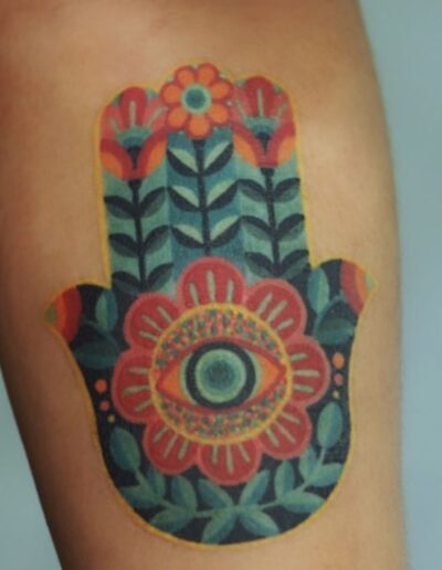 Hamsa tattoo (artist unknown) via Pinterest
