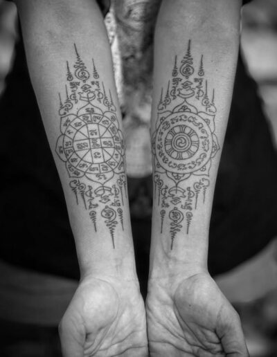 Sak Yant on forearms by Ajahnman @ajahnman