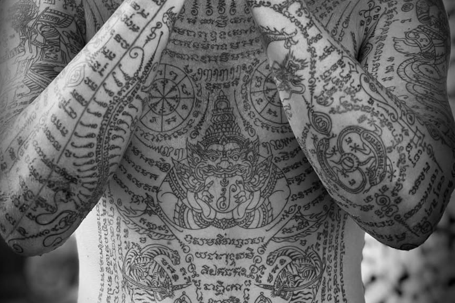 Large Sak Yant traditional tattoo done by Ajahnman @ajahnman
